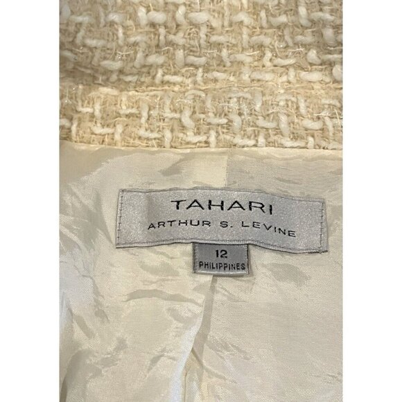 Tahari ASL Beige Cream Metallic Wool blend Tweed Textured Blazer Jacket - Picture 8 of 13